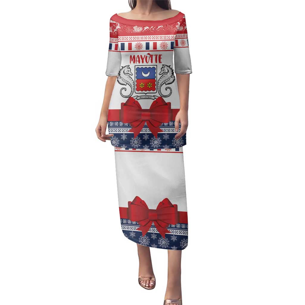 Personalized Mayotte Christmas Family Matching Puletasi and Hawaiian Shirt Joyeux Noel - Wonder Print Shop