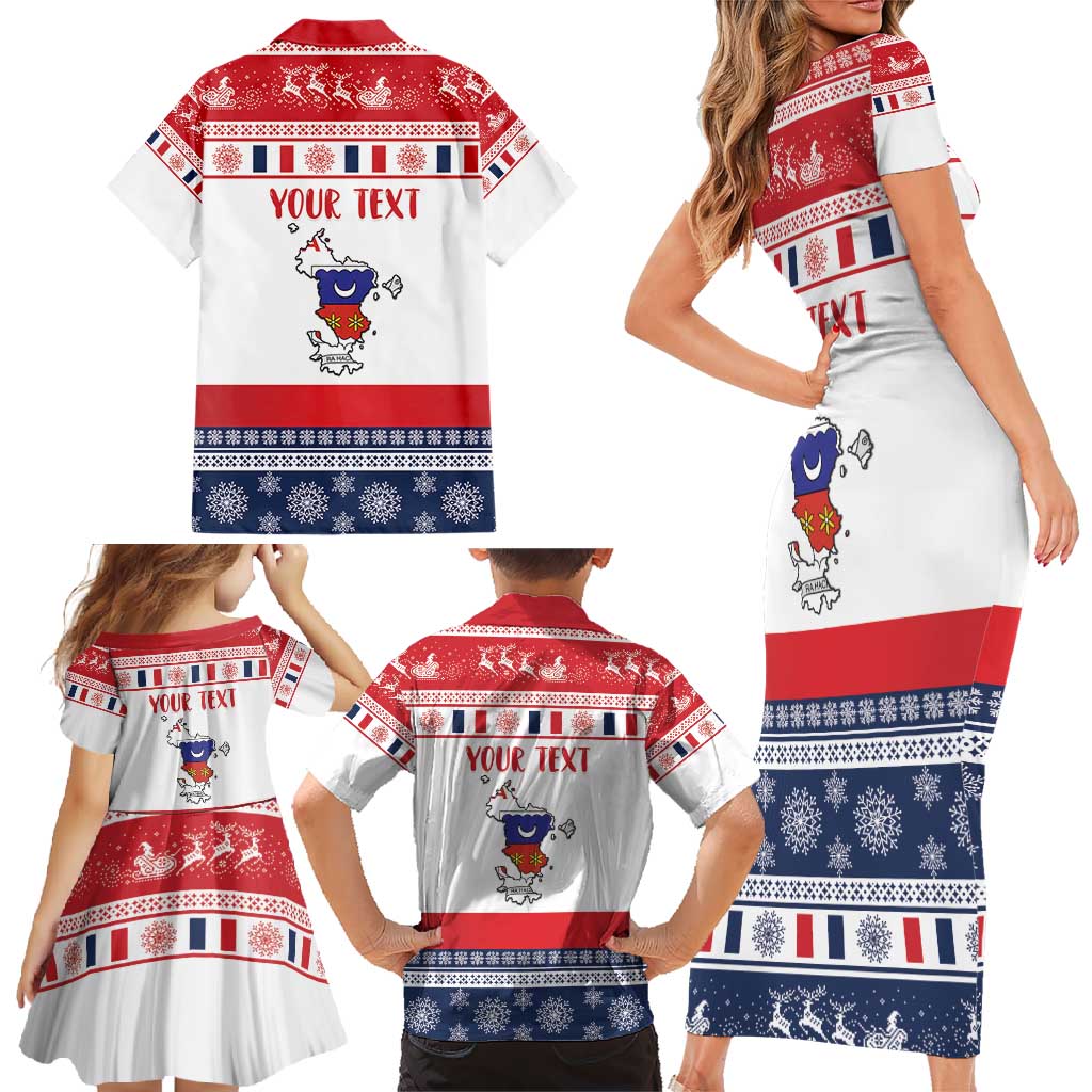 Personalized Mayotte Christmas Family Matching Short Sleeve Bodycon Dress and Hawaiian Shirt Joyeux Noel - Wonder Print Shop