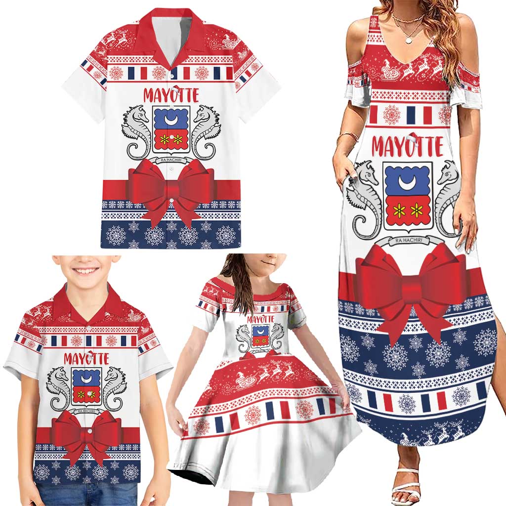 Personalized Mayotte Christmas Family Matching Summer Maxi Dress and Hawaiian Shirt Joyeux Noel - Wonder Print Shop