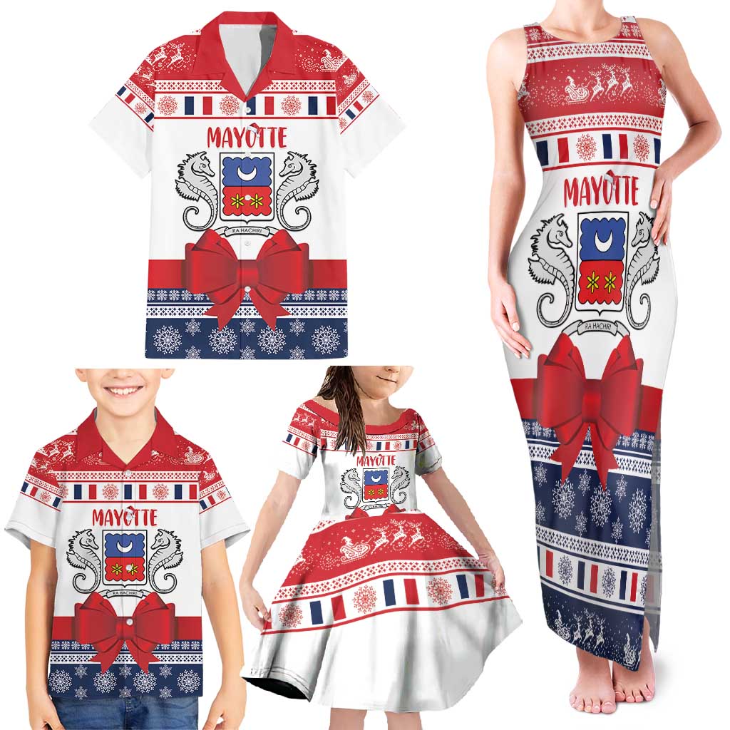 Personalized Mayotte Christmas Family Matching Tank Maxi Dress and Hawaiian Shirt Joyeux Noel - Wonder Print Shop