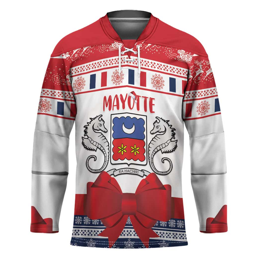 Personalized Mayotte Christmas Hockey Jersey Joyeux Noel - Wonder Print Shop