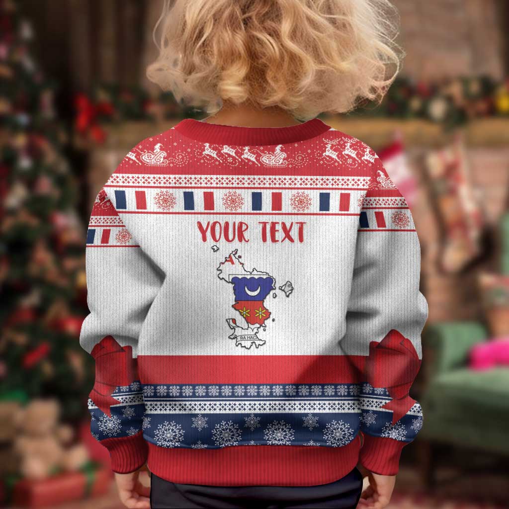 Personalized Mayotte Christmas Kid Ugly Christmas Sweater Joyeux Noel - Wonder Print Shop