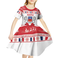 Personalized Mayotte Christmas Kid Short Sleeve Dress Joyeux Noel - Wonder Print Shop