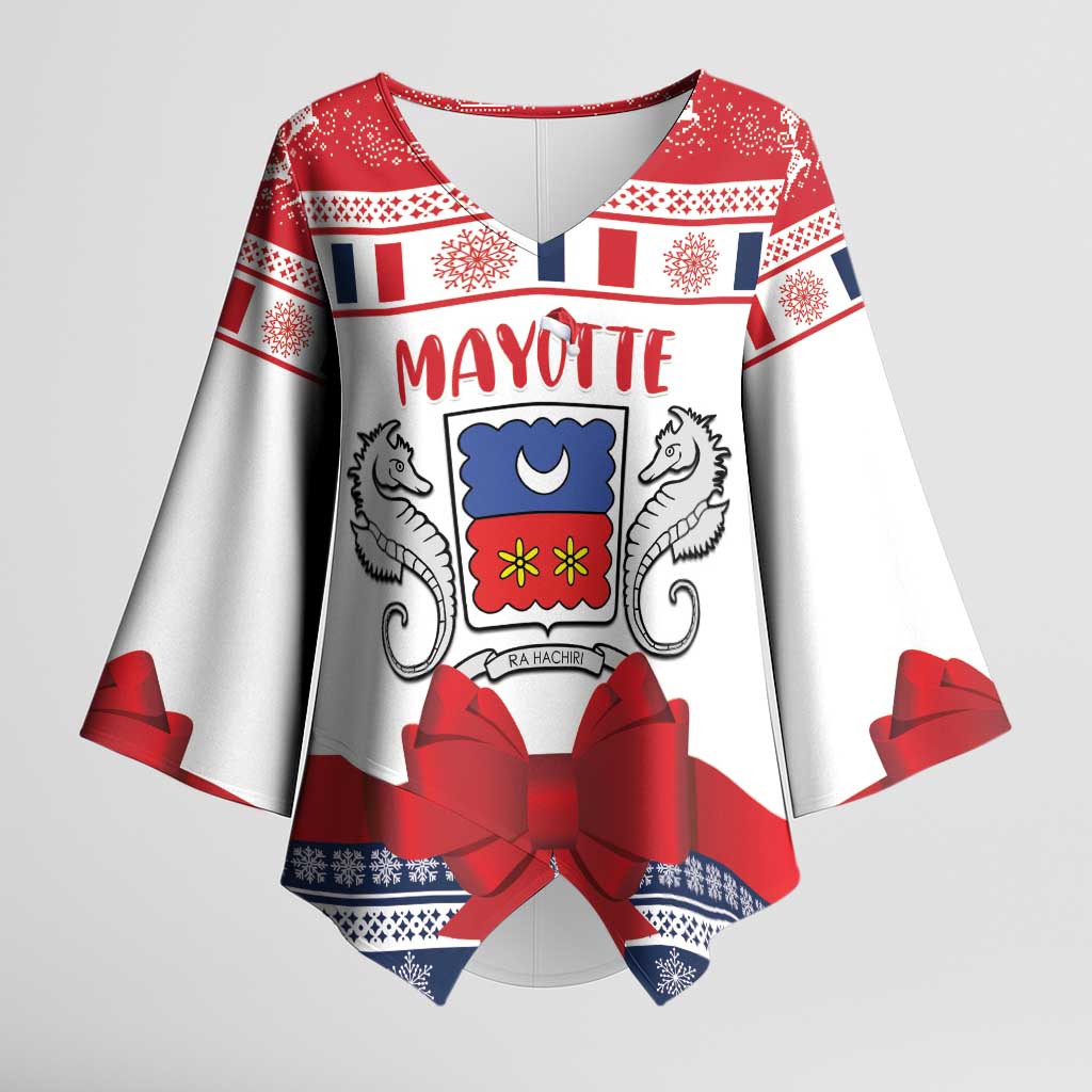 Personalized Mayotte Christmas Kimono Sleeve Blouse Joyeux Noel - Wonder Print Shop