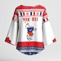 Personalized Mayotte Christmas Kimono Sleeve Blouse Joyeux Noel - Wonder Print Shop