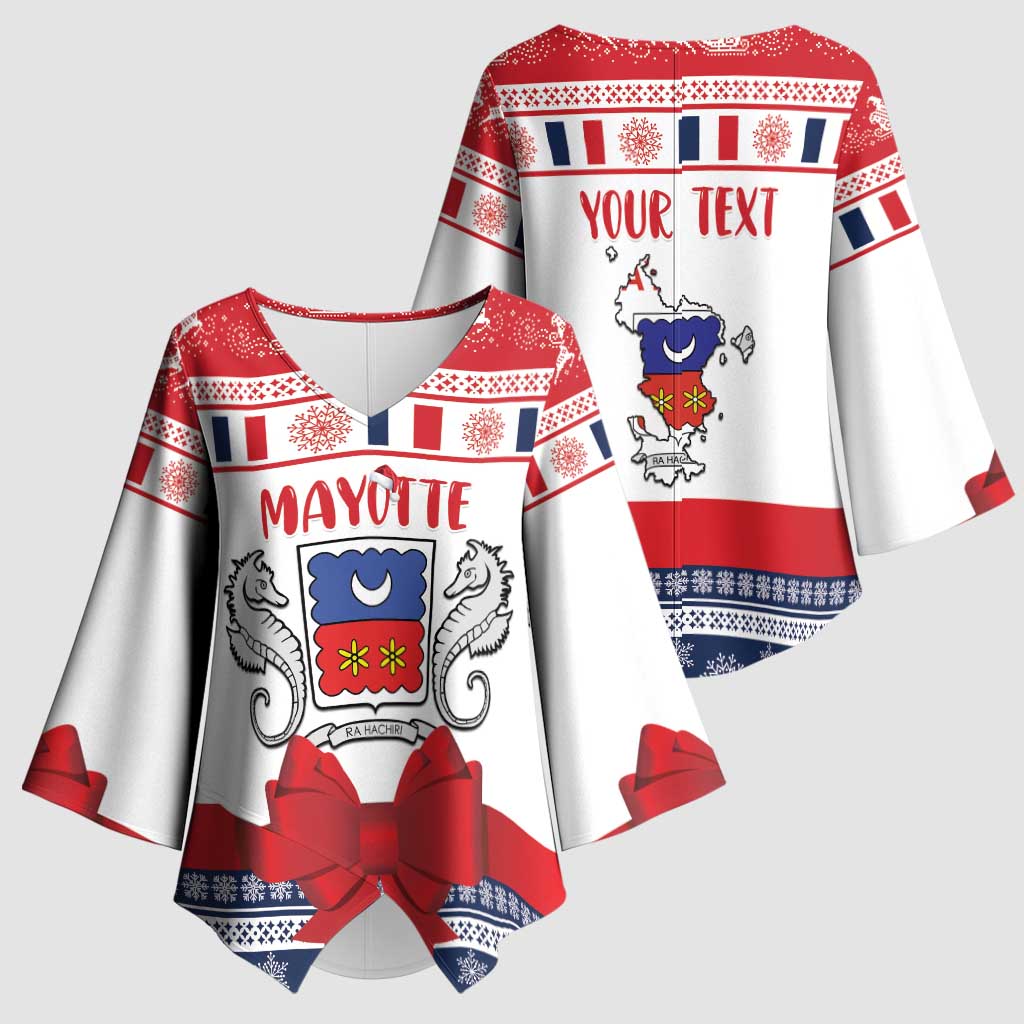 Personalized Mayotte Christmas Kimono Sleeve Blouse Joyeux Noel - Wonder Print Shop