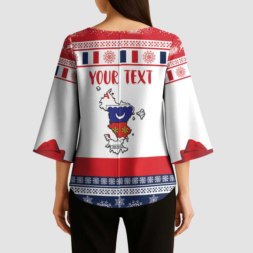 Personalized Mayotte Christmas Kimono Sleeve Blouse Joyeux Noel - Wonder Print Shop
