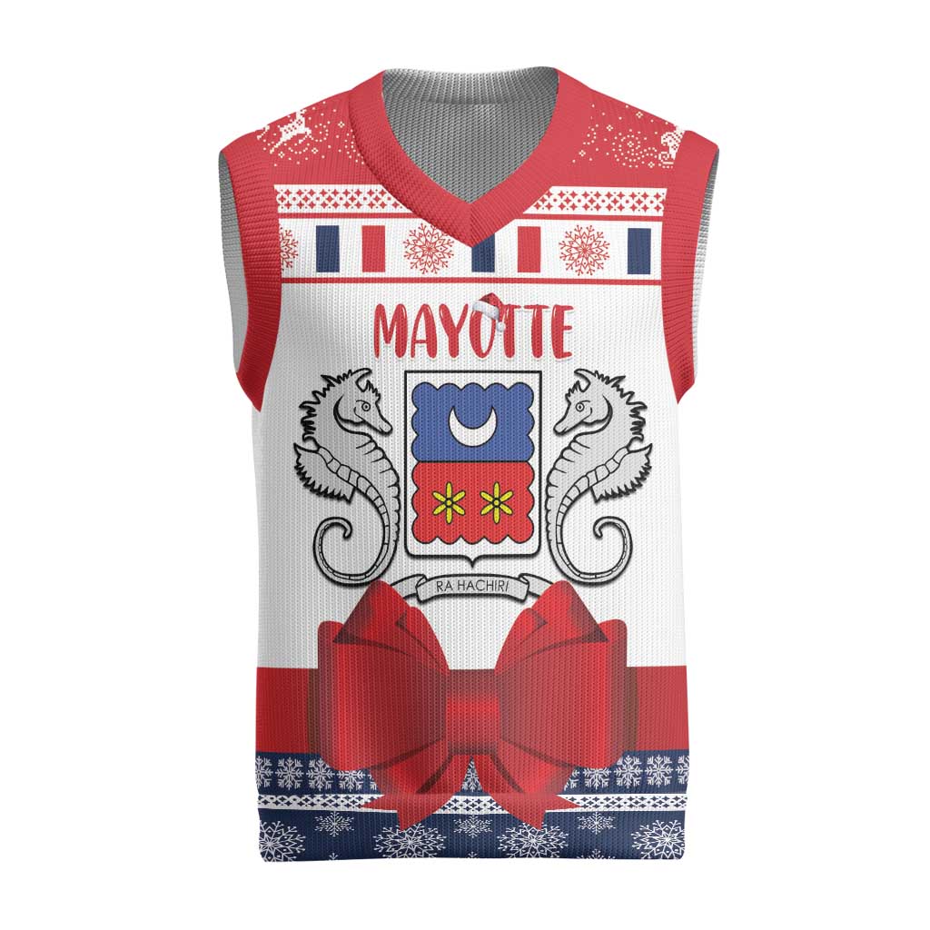 Personalized Mayotte Christmas Knitted V-Neck Vest Joyeux Noel - Wonder Print Shop