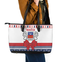 Mayotte Christmas Leather Tote Bag Joyeux Noel - Wonder Print Shop