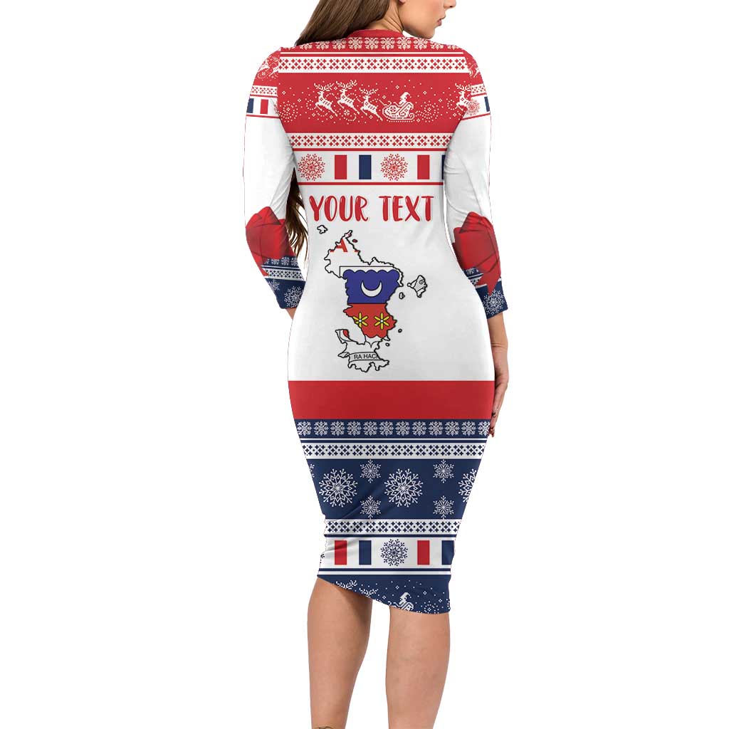 Personalized Mayotte Christmas Long Sleeve Bodycon Dress Joyeux Noel - Wonder Print Shop