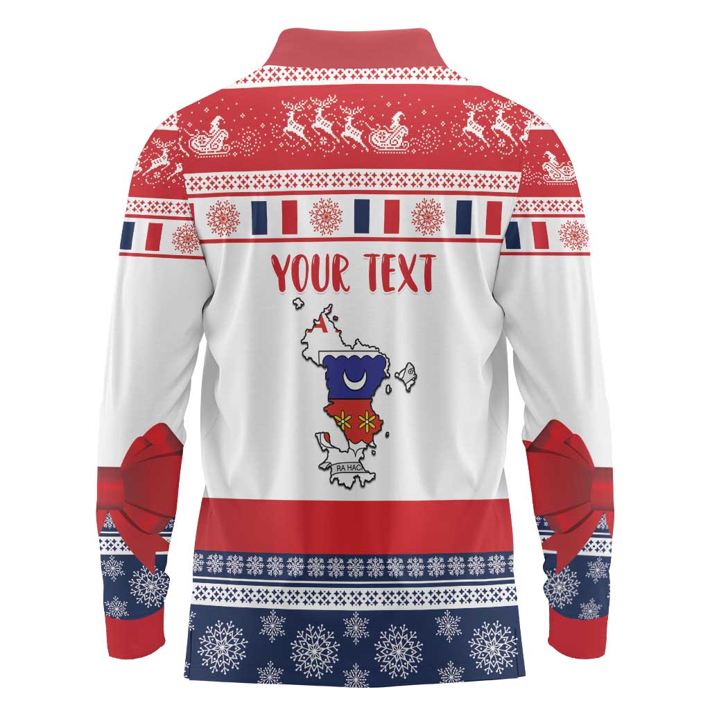 Personalized Mayotte Christmas Long Sleeve Polo Shirt Joyeux Noel - Wonder Print Shop