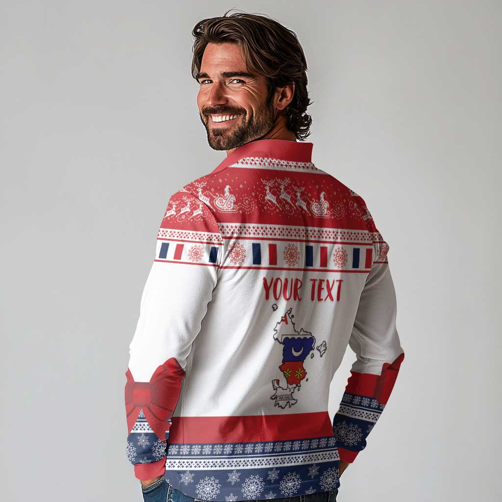 Personalized Mayotte Christmas Long Sleeve Polo Shirt Joyeux Noel - Wonder Print Shop