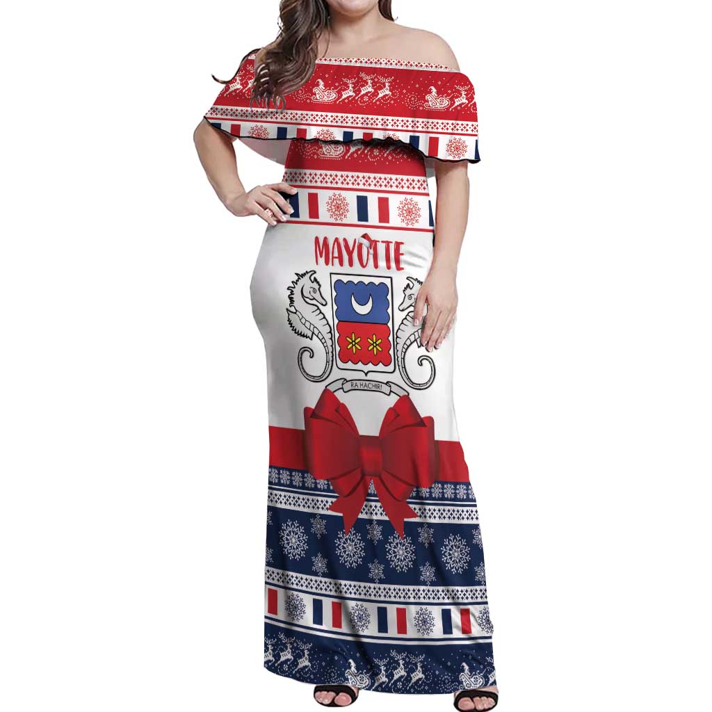 Personalized Mayotte Christmas Off Shoulder Maxi Dress Joyeux Noel - Wonder Print Shop