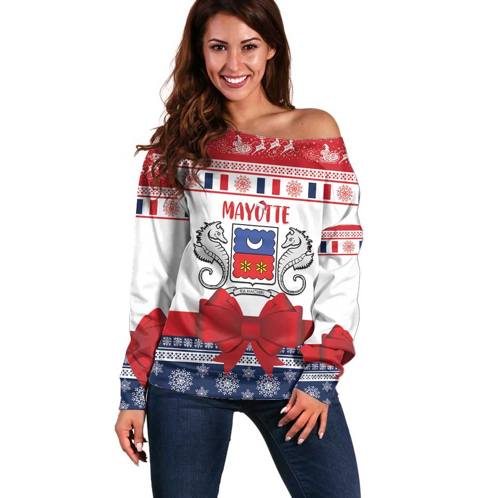 Personalized Mayotte Christmas Off Shoulder Sweater Joyeux Noel - Wonder Print Shop