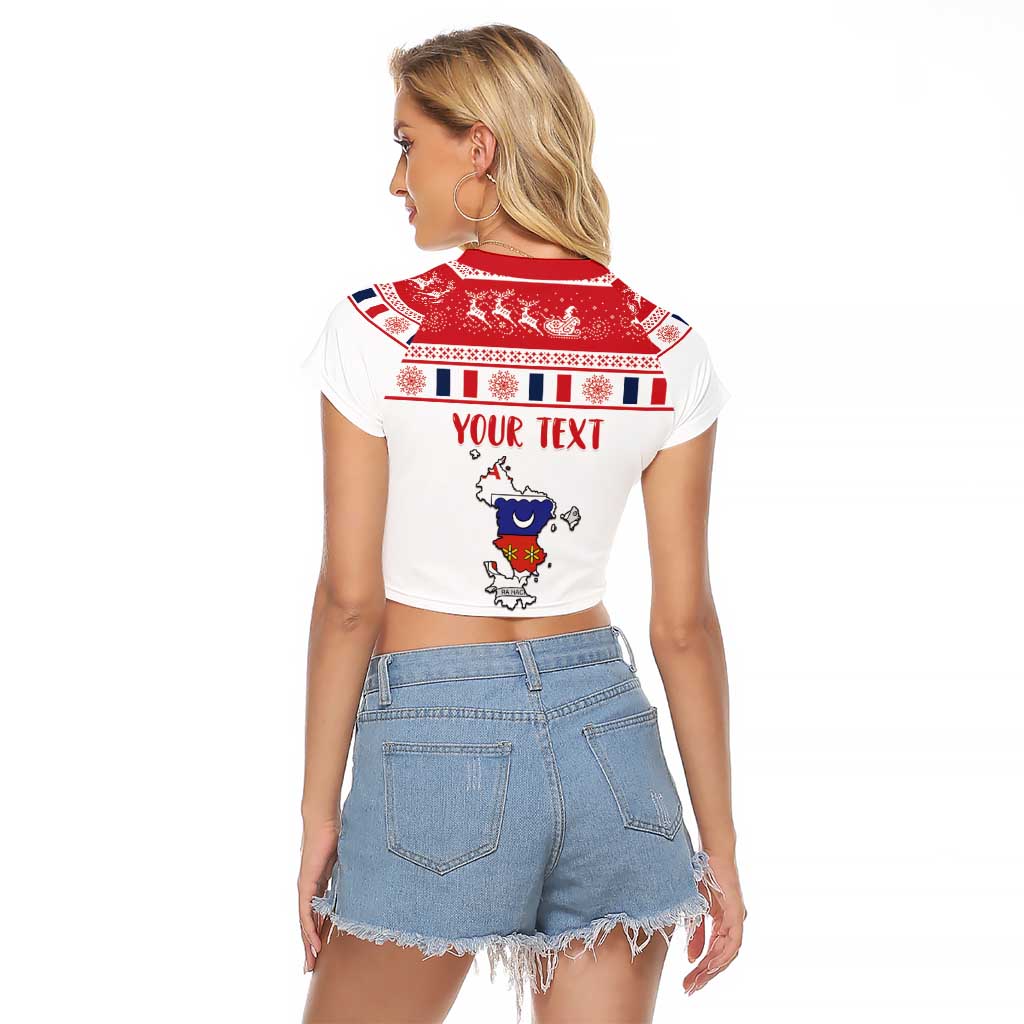 Personalized Mayotte Christmas Raglan Cropped T Shirt Joyeux Noel - Wonder Print Shop