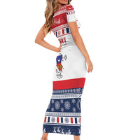 Personalized Mayotte Christmas Short Sleeve Bodycon Dress Joyeux Noel - Wonder Print Shop