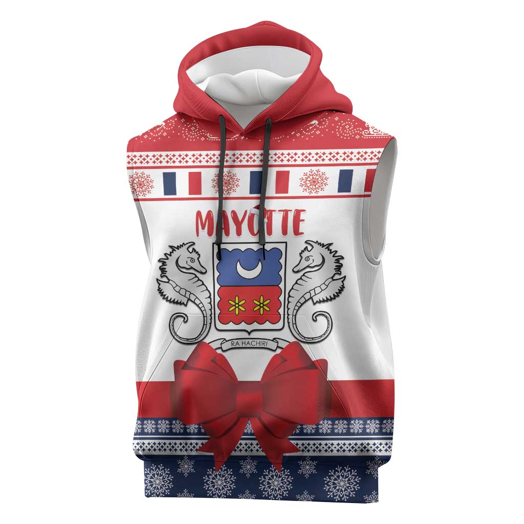 Personalized Mayotte Christmas Sleeveless Hoodie Joyeux Noel - Wonder Print Shop
