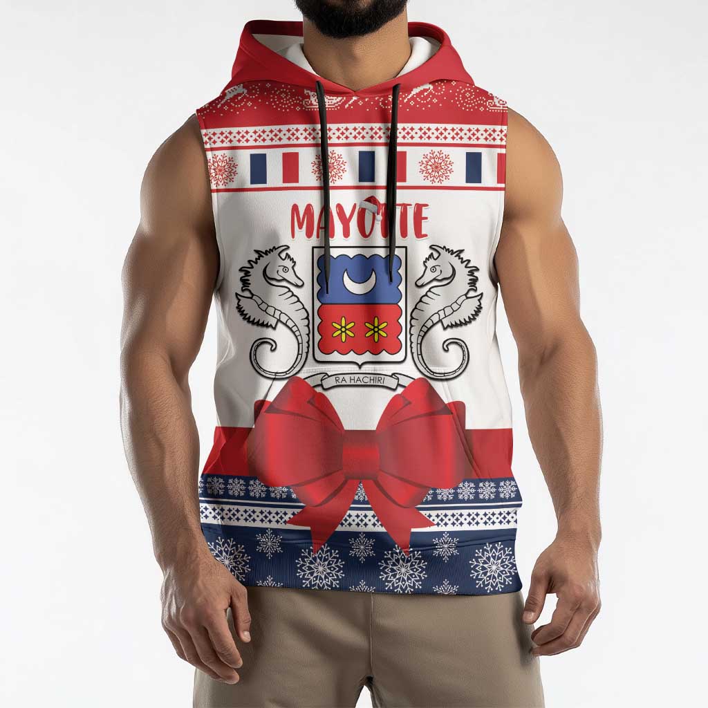 Personalized Mayotte Christmas Sleeveless Hoodie Joyeux Noel - Wonder Print Shop