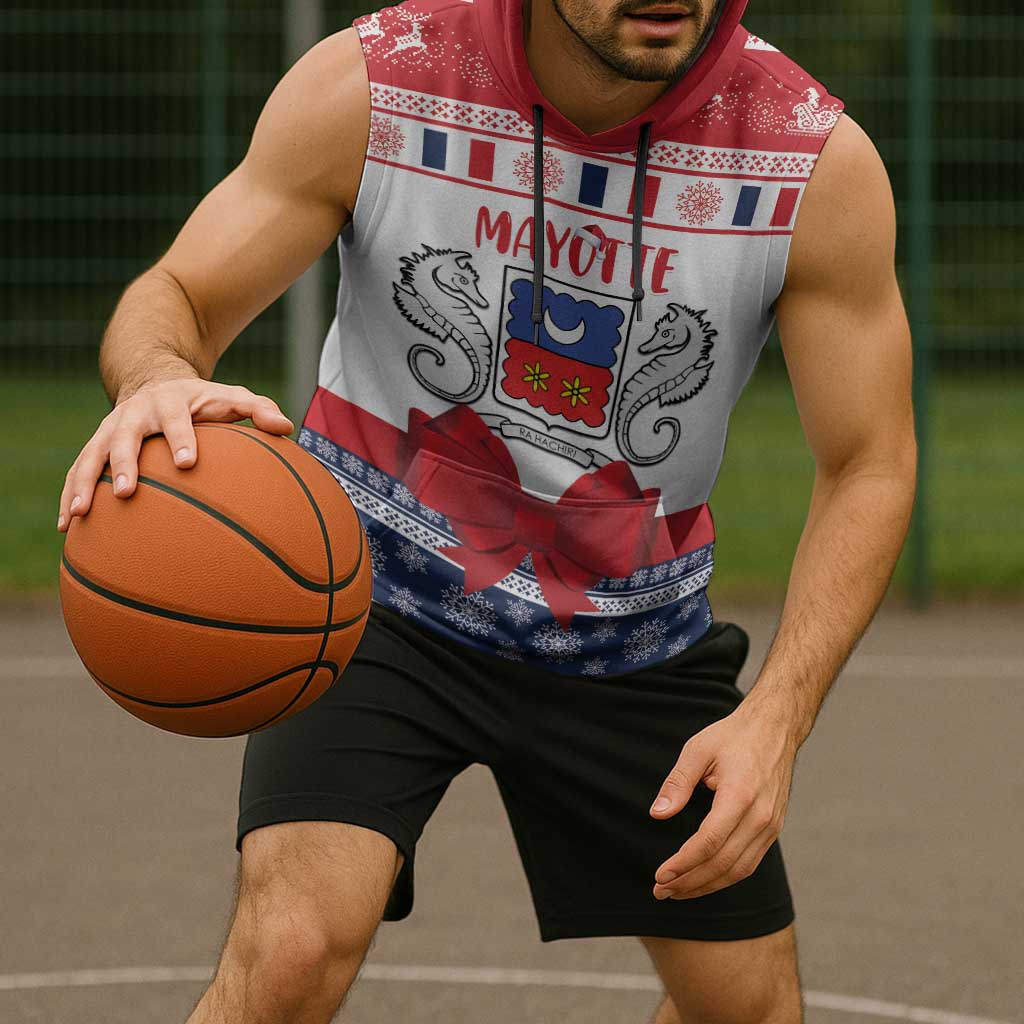 Personalized Mayotte Christmas Sleeveless Hoodie Joyeux Noel - Wonder Print Shop