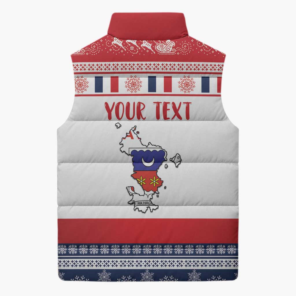 Personalized Mayotte Christmas Sleeveless Puffer Jacket Joyeux Noel - Wonder Print Shop