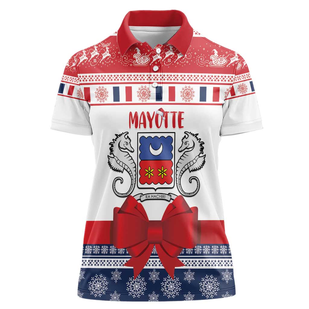 Personalized Mayotte Christmas Women Polo Shirt Joyeux Noel - Wonder Print Shop