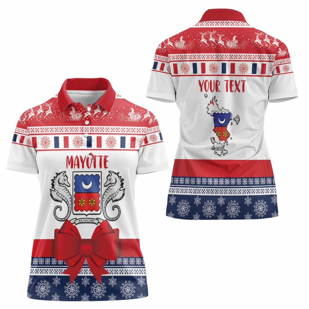 Personalized Mayotte Christmas Women Polo Shirt Joyeux Noel - Wonder Print Shop