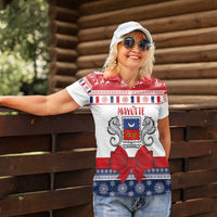 Personalized Mayotte Christmas Women Polo Shirt Joyeux Noel - Wonder Print Shop