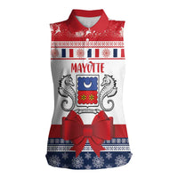 Personalized Mayotte Christmas Women Sleeveless Polo Shirt Joyeux Noel - Wonder Print Shop