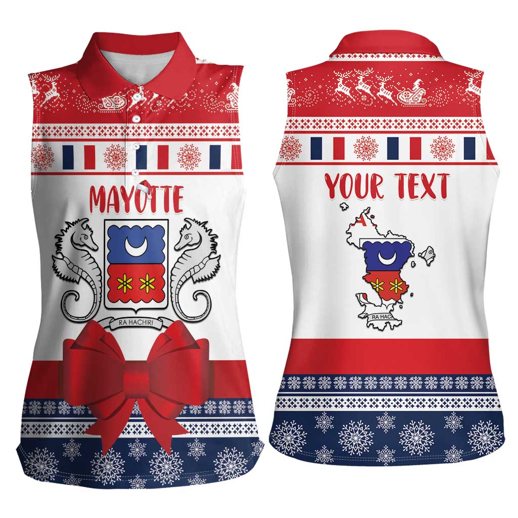Personalized Mayotte Christmas Women Sleeveless Polo Shirt Joyeux Noel - Wonder Print Shop