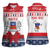 Personalized Mayotte Christmas Women Sleeveless Polo Shirt Joyeux Noel - Wonder Print Shop