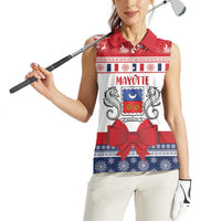 Personalized Mayotte Christmas Women Sleeveless Polo Shirt Joyeux Noel - Wonder Print Shop