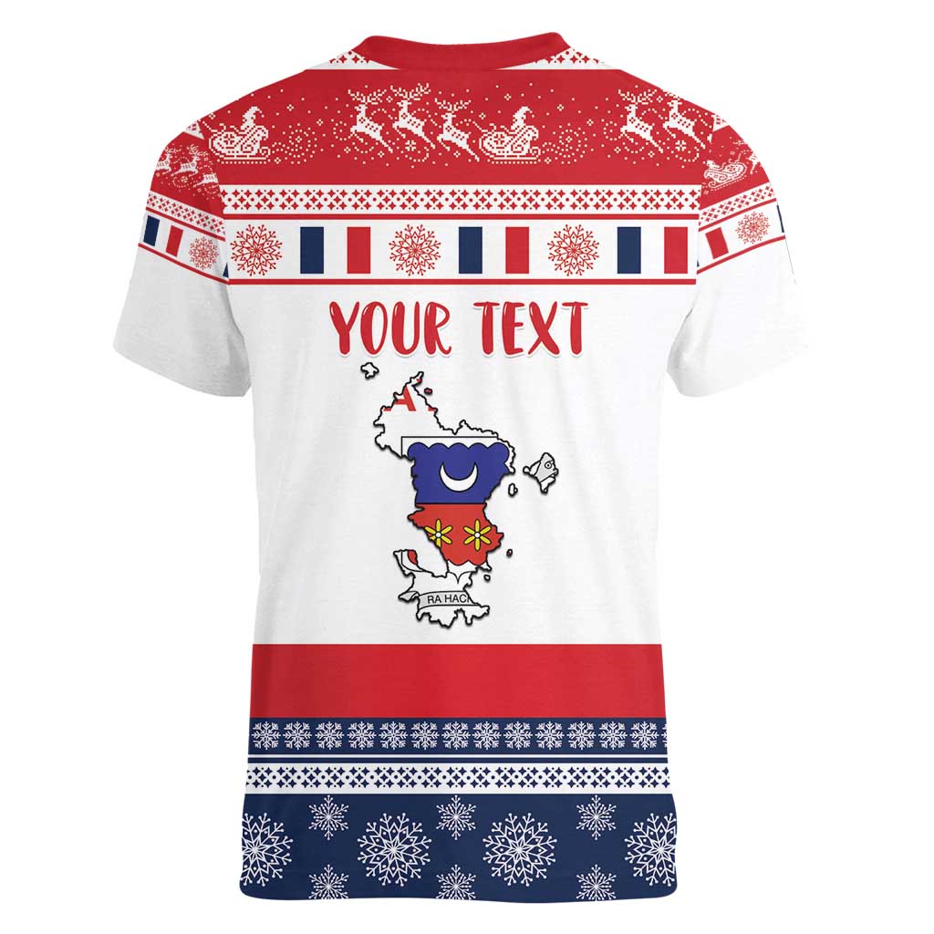 Personalized Mayotte Christmas Women V-Neck T-Shirt Joyeux Noel - Wonder Print Shop