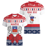Personalized Mayotte Christmas Women V-Neck T-Shirt Joyeux Noel - Wonder Print Shop