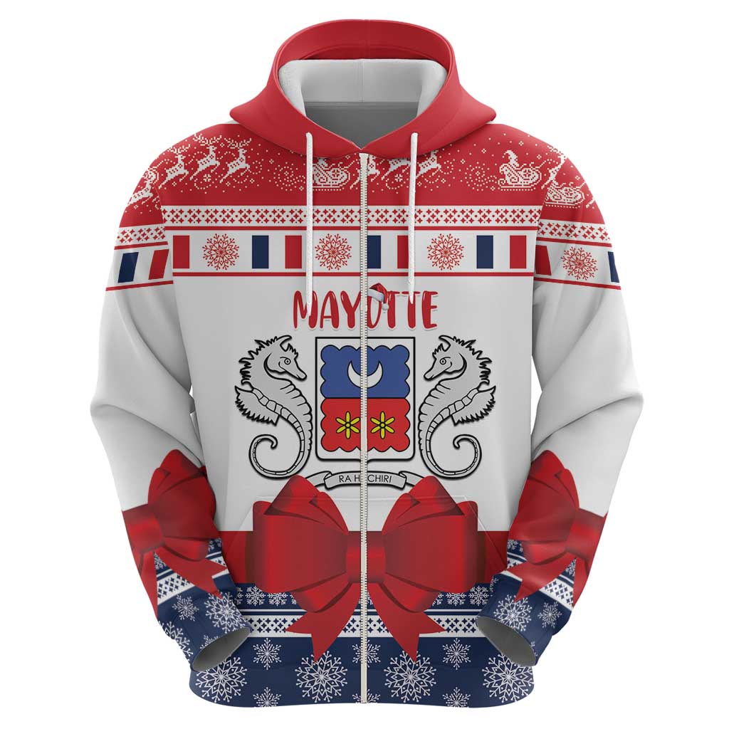 Personalized Mayotte Christmas Zip Hoodie Joyeux Noel - Wonder Print Shop