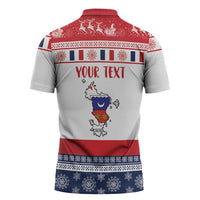 Personalized Mayotte Christmas Zipper Polo Shirt Joyeux Noel - Wonder Print Shop