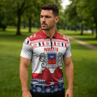 Personalized Mayotte Christmas Zipper Polo Shirt Joyeux Noel - Wonder Print Shop