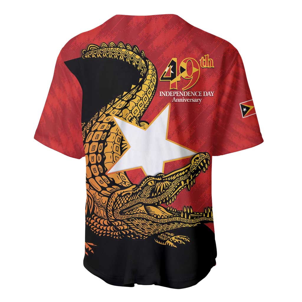 East Timor Independence Day Baseball Jersey 49th Anniversary - Crocodile Curve Style - Wonder Print Shop