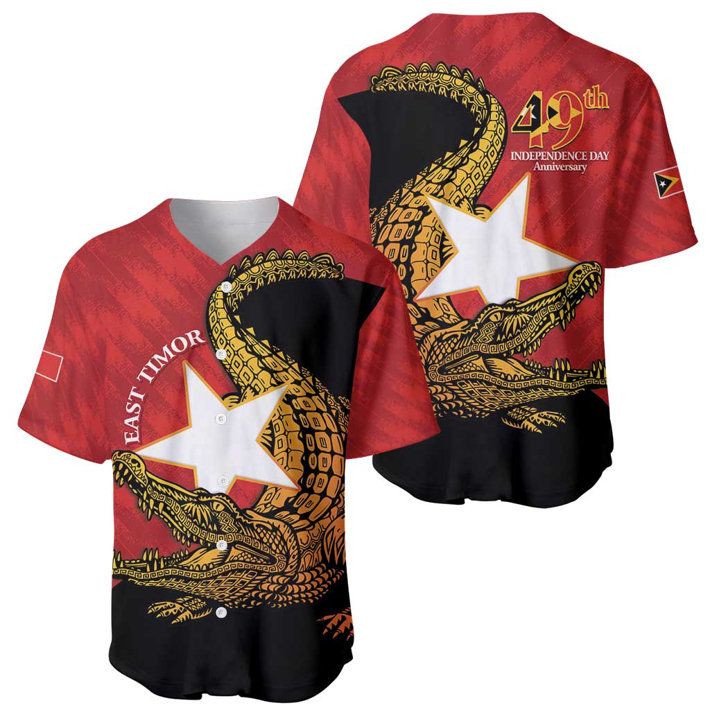 East Timor Independence Day Baseball Jersey 49th Anniversary - Crocodile Curve Style - Wonder Print Shop