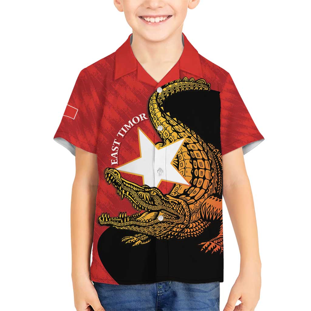 East Timor Independence Day Family Matching Long Sleeve Bodycon Dress and Hawaiian Shirt 49th Anniversary - Crocodile Curve Style - Wonder Print Shop