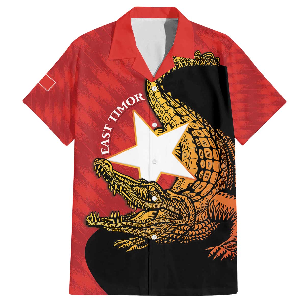 East Timor Independence Day Family Matching Off The Shoulder Long Sleeve Dress and Hawaiian Shirt 49th Anniversary - Crocodile Curve Style - Wonder Print Shop