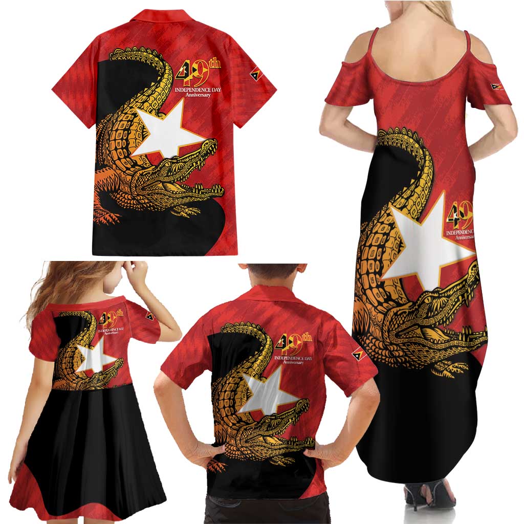East Timor Independence Day Family Matching Summer Maxi Dress and Hawaiian Shirt 49th Anniversary - Crocodile Curve Style - Wonder Print Shop