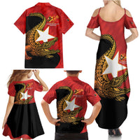 East Timor Independence Day Family Matching Summer Maxi Dress and Hawaiian Shirt 49th Anniversary - Crocodile Curve Style - Wonder Print Shop