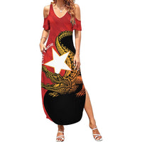 East Timor Independence Day Family Matching Summer Maxi Dress and Hawaiian Shirt 49th Anniversary - Crocodile Curve Style - Wonder Print Shop