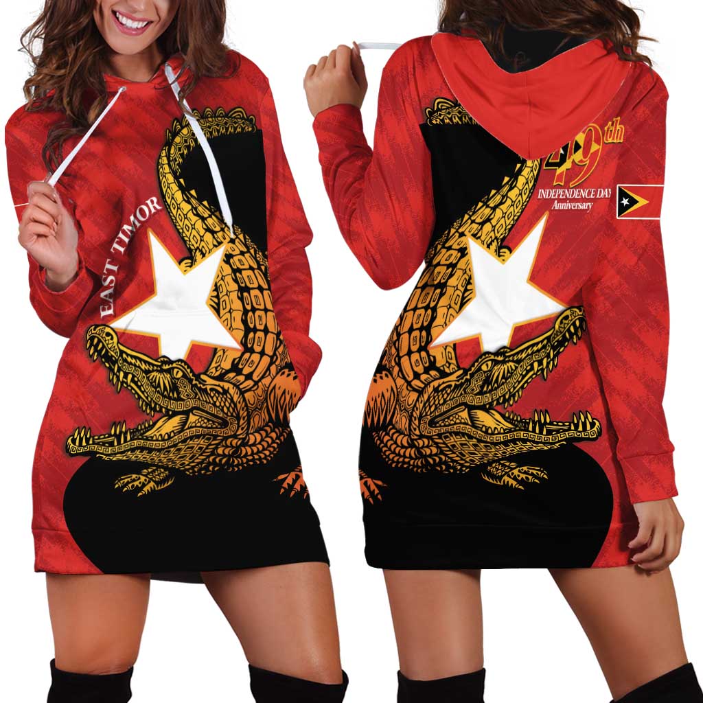 East Timor Independence Day Hoodie Dress 49th Anniversary - Crocodile Curve Style - Wonder Print Shop