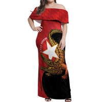 East Timor Independence Day Off Shoulder Maxi Dress 49th Anniversary - Crocodile Curve Style - Wonder Print Shop
