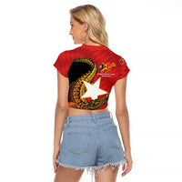 East Timor Independence Day Raglan Cropped T Shirt 49th Anniversary - Crocodile Curve Style - Wonder Print Shop