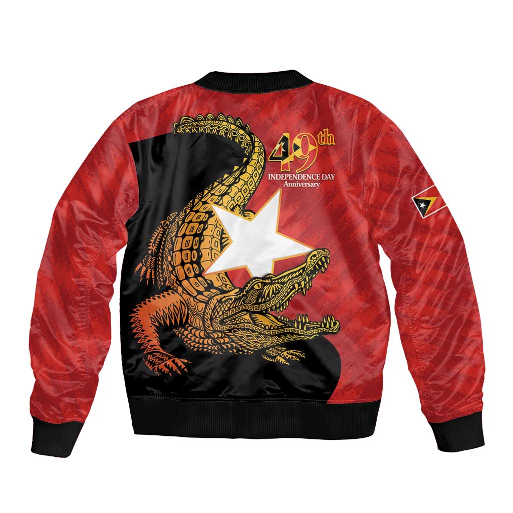 East Timor Independence Day Sleeve Zip Bomber Jacket 49th Anniversary - Crocodile Curve Style - Wonder Print Shop