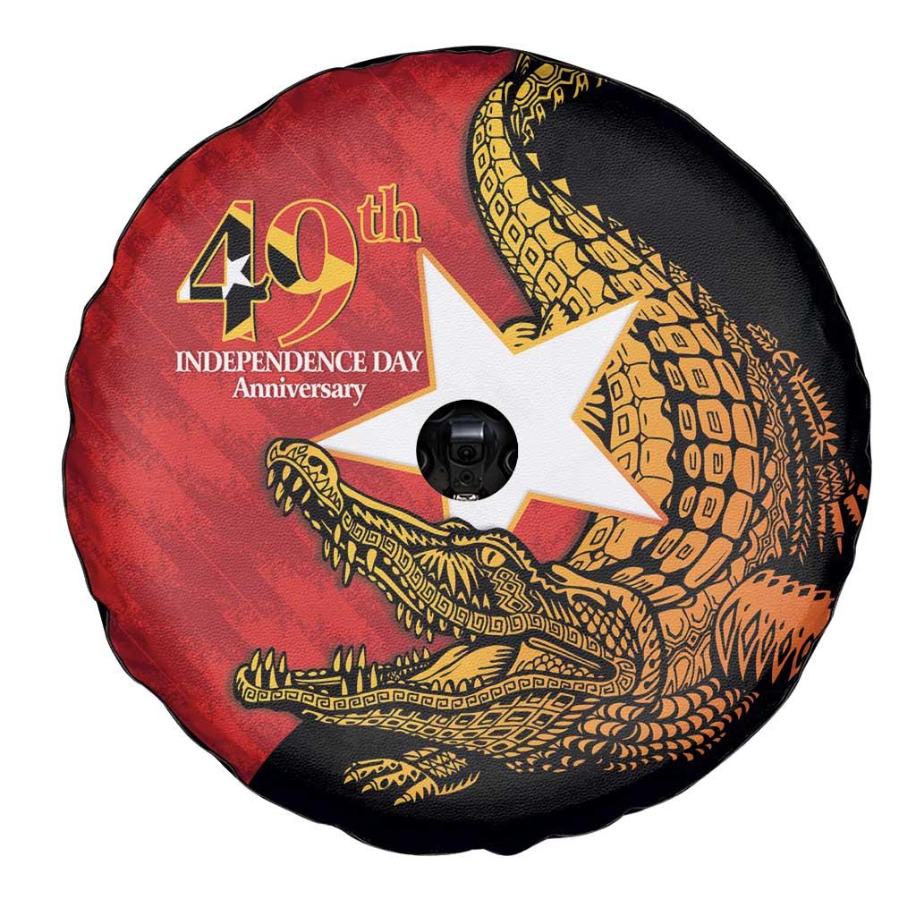 East Timor Independence Day Spare Tire Cover 49th Anniversary - Crocodile Curve Style - Wonder Print Shop
