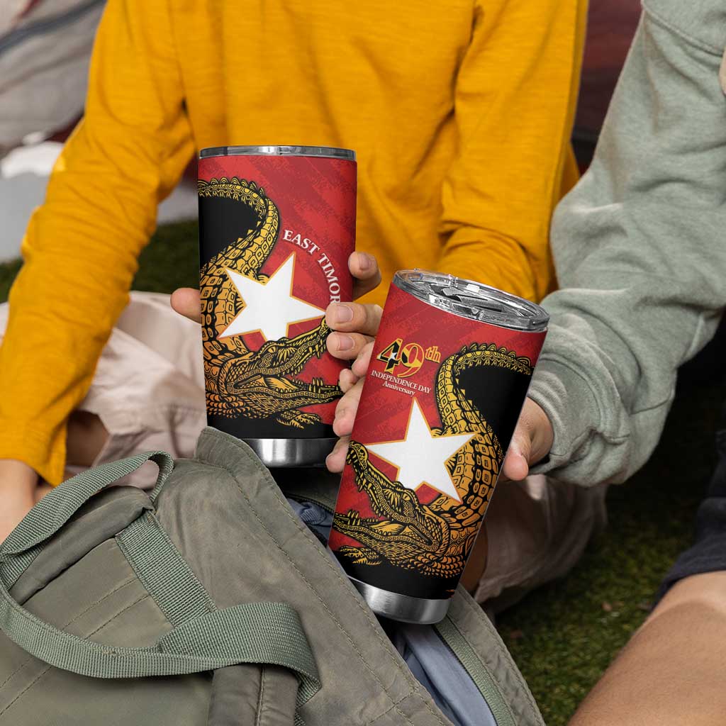 East Timor Independence Day Tumbler Cup 49th Anniversary - Crocodile Curve Style - Wonder Print Shop