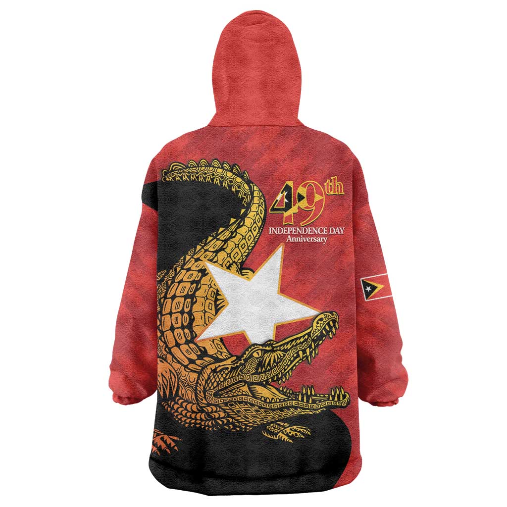 East Timor Independence Day Wearable Blanket Hoodie 49th Anniversary - Crocodile Curve Style - Wonder Print Shop